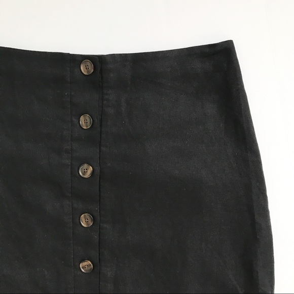 GAP Front Button Black Linen Skirt Fall Sz 10 NWT - Picture 2 of 6